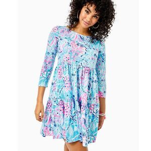 Lilly Pulitzer Geanna Swing Mini Dress Tiered Floral Printed Cotton L NWD 282220